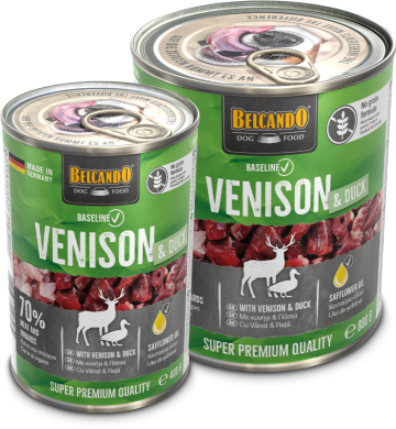Baseline cans venison and duck composing 400g 800g gb